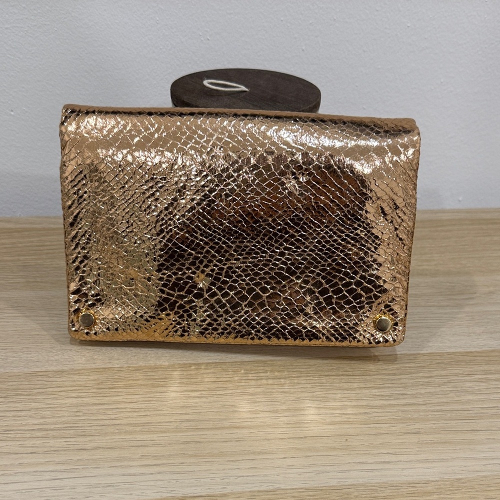 Elegant Gold Snakeskin Clutch